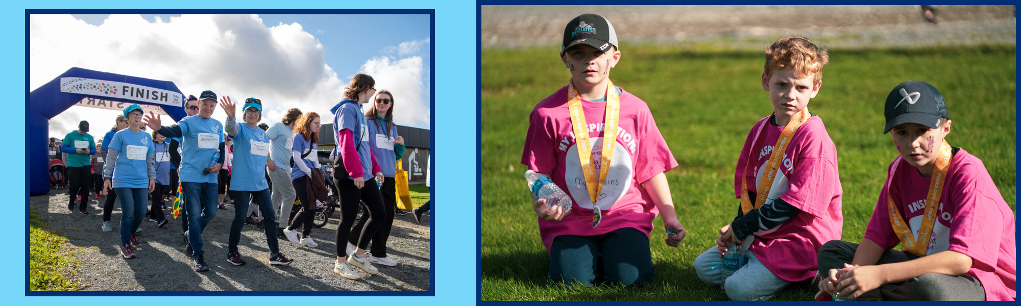 Polka Dot 5K Trot photos of young boys, finish line walkers
